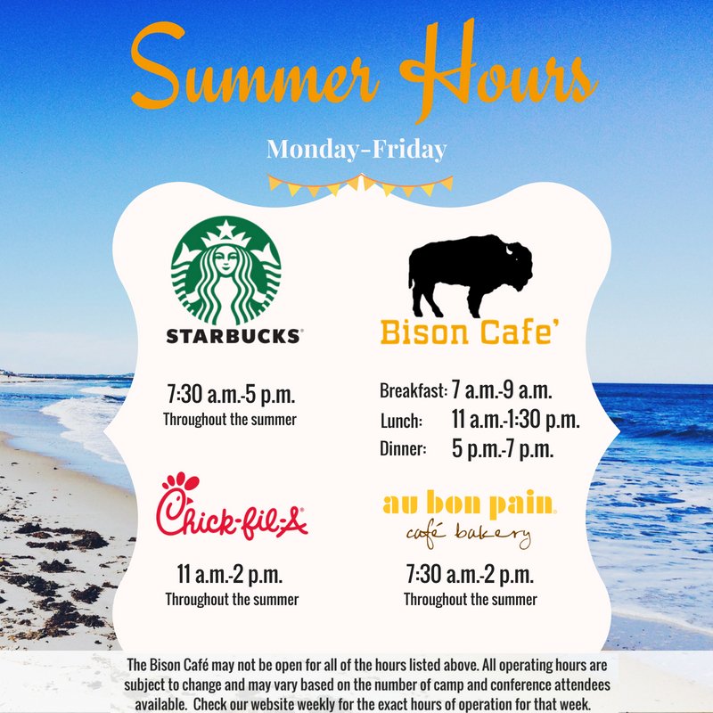 LipscombUDining's tweet photo. Summer is going by quickly! Don't let it pass you by. Make sure to stay updated on our current hours of operation for a quick bite to eat. #summereats #lipscombdining https://t.co/99ukVCtPj8
