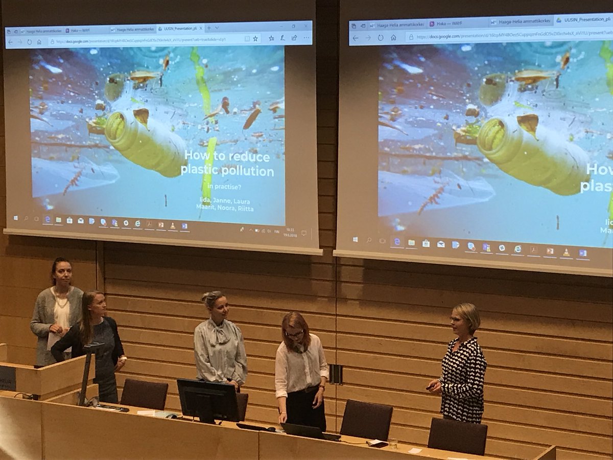 SannaNiinikoski's tweet photo. Plastic does not vanish, but the solution of the team aiming for reducing plastic pollution in practice might help to minimize it. The solution they created is fun, clever and doable, so I think we will here about them in the future 😉#cernbootcamp #LaureaMasters https://t.co/CAbPVWybIn