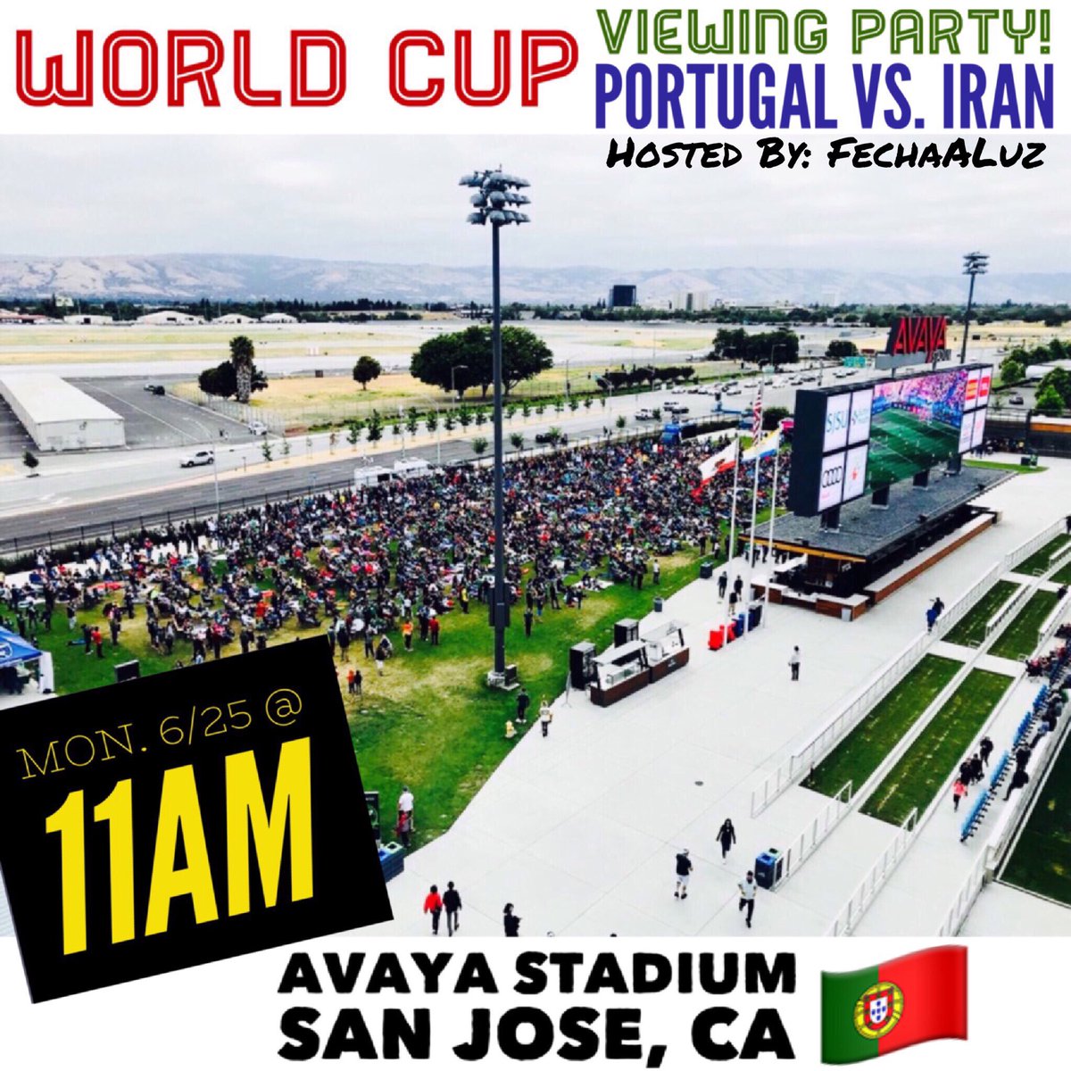 FechaALuz's tweet photo. If you loved the Viewing Party we hosted for #Portugal last Friday at Casa Do Benfica, wait 'til you hear what we got in store for game 3 on Mon. June 25th!! We are taking the party to San Jose's  @AvayaStadium!  Yep, the JUMBO SCREEN! (Admission is FREE) https://t.co/FWSfLD0Nxp