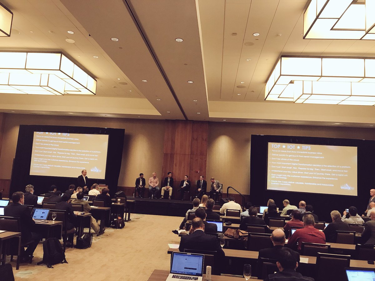 bresciak's tweet photo. Myth busted! The #IoT is very real. Companies give top tips to a room full of media and analysts at #LiveWorx. Everything from “don’t be afraid of the cloud” to starting small and moving fast. Thanks for sharing @bellandhowell @carlsberg @HIROTEC_AMERICA @TSMControls Colfax CIMC https://t.co/jtVDrZyxua