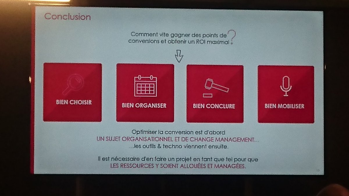 vincent_pradoux's tweet photo. Comment gagner rapidement des points de conversion pour un ROI optimal ? La conclusion d'@Equancy au #CS18. 4 facteurs clés de succès à intégrer dans votre  démarche d'optimisation. https://t.co/hMCHZrysGO