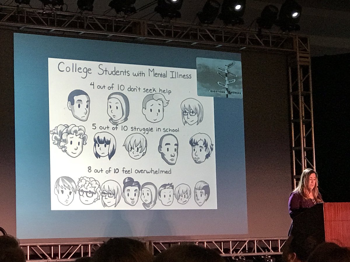 helloallisonh's tweet photo. Day 2 of #cccotc18 of to a great start with a keynote by @aimeewhiteside. 4 out of 10 college students don’t seek help. 😔 https://t.co/1G6abNuwFz