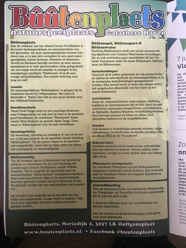 event_broker's tweet image. Leuk artikel over @buutenplaets in GO magazine voor ondernemers op @EilandGO uitgave van @DekrantvanGO nu maar hopen dat de ondernemers van Goeree Overflakkee “De Buutenboat” en het “Buutenhuus” nog ondersteunen met geld jennis en materialen. Ze moeten nog opgeknapt worden.