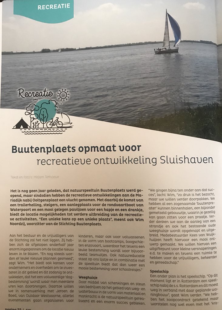 event_broker's tweet image. Leuk artikel over @buutenplaets in GO magazine voor ondernemers op @EilandGO uitgave van @DekrantvanGO nu maar hopen dat de ondernemers van Goeree Overflakkee “De Buutenboat” en het “Buutenhuus” nog ondersteunen met geld jennis en materialen. Ze moeten nog opgeknapt worden.