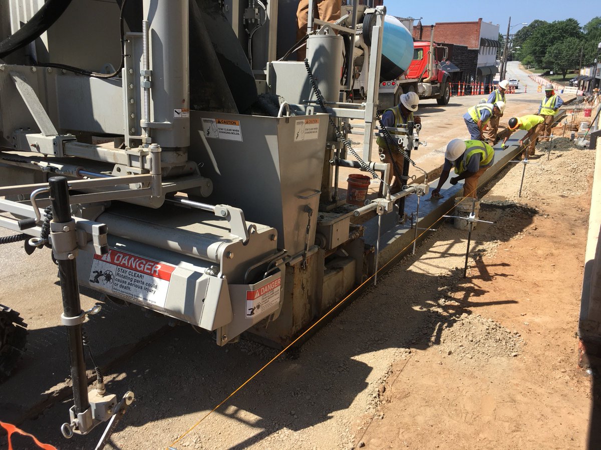 Streetscape construction crews have started using the "Power Curber." With less manual labor in having to form curbs by hand, the project should move along quicker.