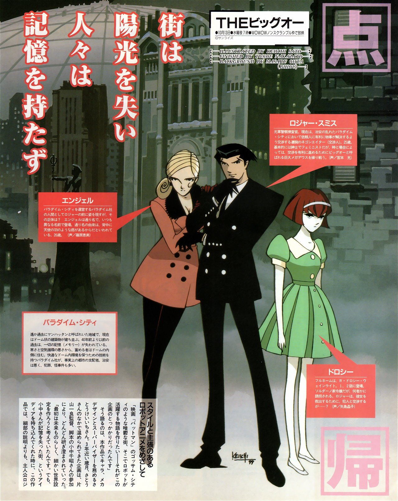 Animarchive Animage 09 1999 The Big O Illustration By Keiichi Satō T Co Msr1xaqixr