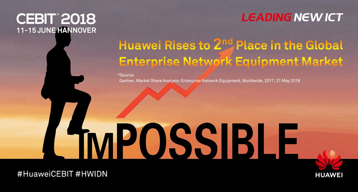 HuaweiEntLac's tweet image. Huawei asciende al 2.° lugar en el mercado de equipo para redes empresariales a nivel global, según un informe recientemente publicado por Gartner. Conozca más sobre este tema: goo.gl/V81DDe . #HuaweiCEBIT #HWIDN