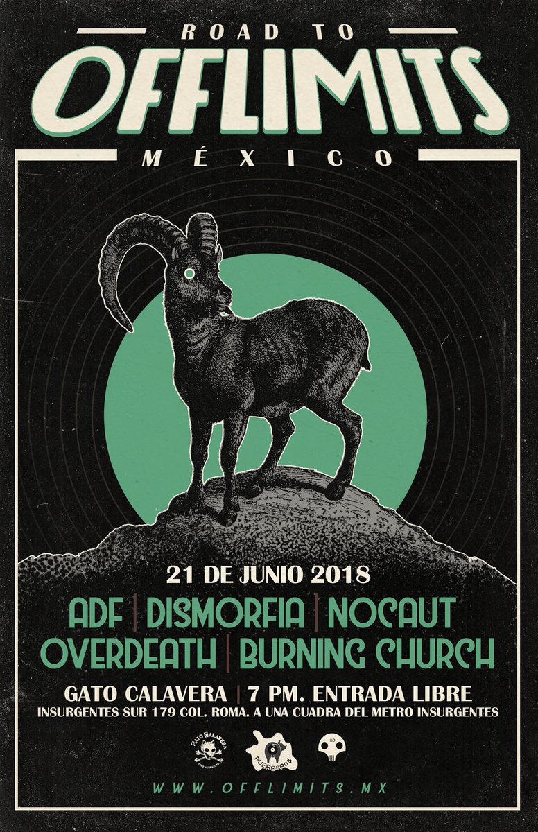 ADF_HELL's tweet photo. Recuerden que este jueves 21 de junio en el @GatoCalavera será el #RoadToOffLimits donde anunciaran parte del cartel de este año para @OfflimitsMx, es gratis, apoya, difunde y asiste #AllDeathForces https://t.co/hh2r6khfPA
