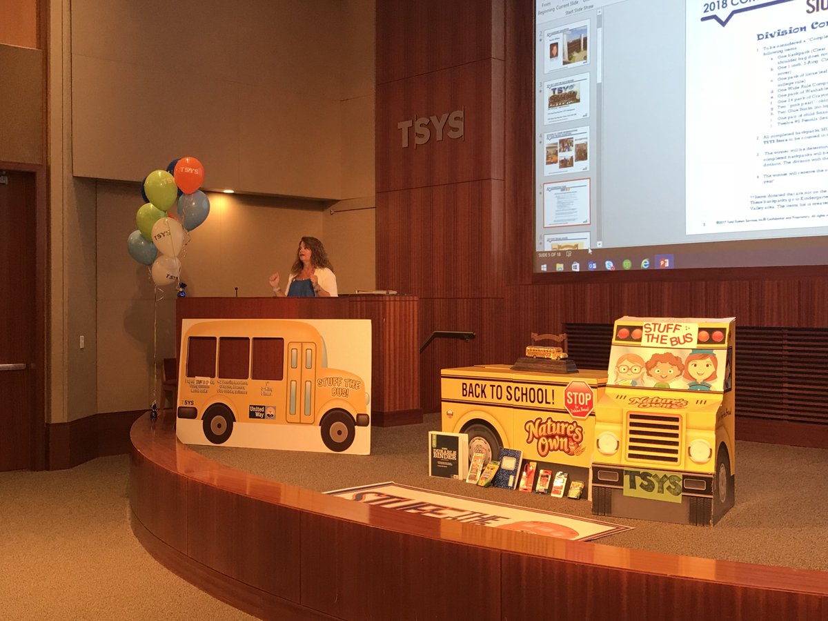 unitedwaycv's tweet photo. .@TSYS_TSS kicked off their Stuff The Bus campaign for United Way this morning! Thank you for your support, TSYS! @jdawnjenkins @scottunitedway https://t.co/k7vAu4uzKX