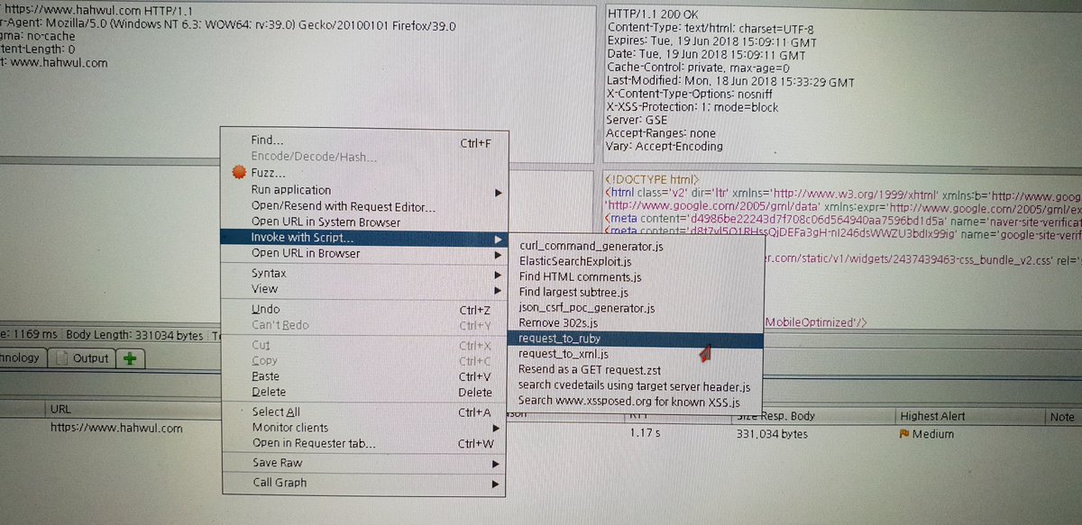 hahwul's tweet image. [Make Code Generator(Request to Ruby) on ZAProxy]
Link : hahwul.com/2018/06/zaprox…

#ZAProxy #Hacking