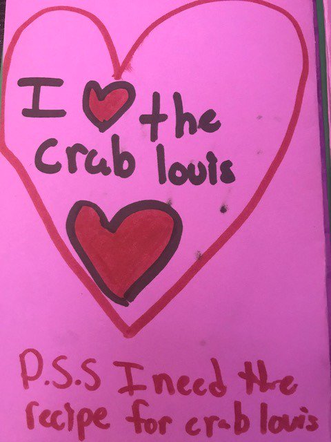Thank you cards from the <a href="/826neworleans/">826 New Orleans</a> kids are our favorites! And <a href="/cracklinfat/">stephen stryjewski</a> 's crab louis clearly was a hit... #youngwriters #futurefoodcritics #nextgeneration #youth #nola #partners
