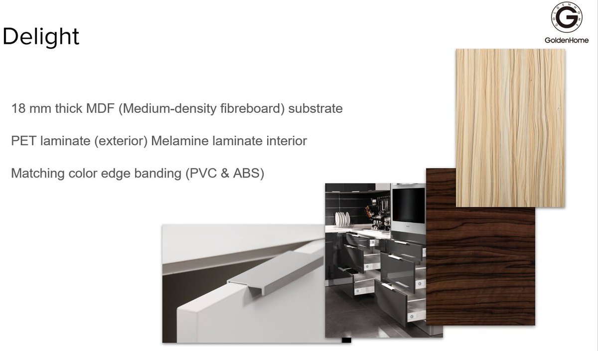 GoldenHome99's tweet photo. We stand by the quality and durability of our cabinets.  Instead of using MDF box like most competitors, ours are made of Plywood box makes it a very strong building material.  We have attached a quick spec description of our product lines. #goldenhomecabinetry #cabinets https://t.co/H831LQdoVH