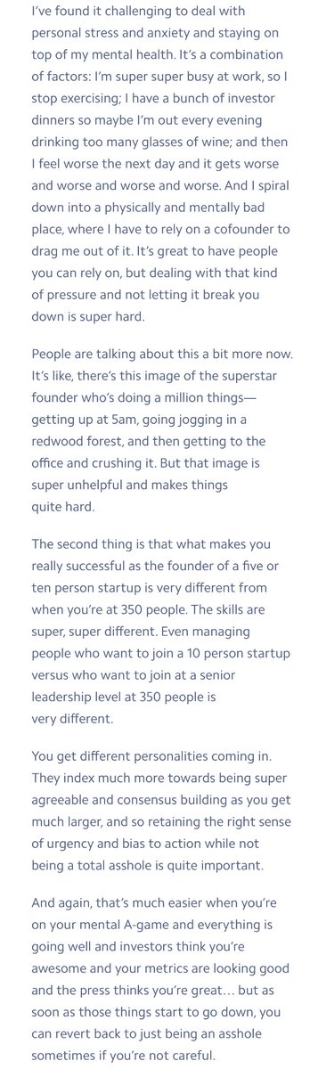 Matt Richman (@mattrichman) on Twitter photo From <a href="/t_blom/">Tom Blomfield</a>’s AMA with Stripe Atlas founders: stripe.com/atlas/guides/a…
“What challenges have you personally faced as CEO as you scaled Monzo?” From <a href="/t_blom/">Tom Blomfield</a>’s AMA with Stripe Atlas founders: stripe.com/atlas/guides/a…
“What challenges have you personally faced as CEO as you scaled Monzo?”