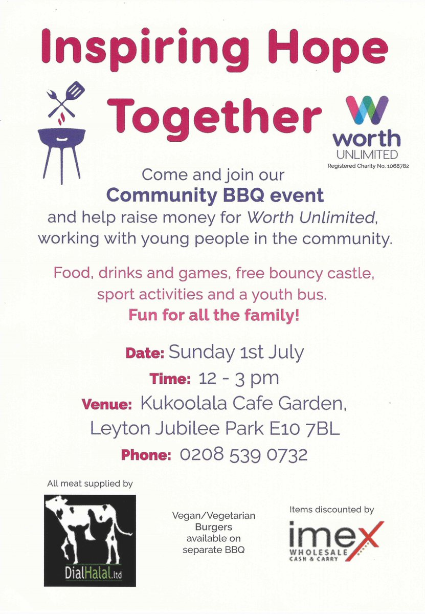 If you're around in London on Sunday 1st July then pop along to to our Community BBQ Event, fundraising for our youth bus sessions in Waltham Forest. Big shout out to Kukoolala Cafe for supporting us. kukoolala.com #summerfun #inspiringhopetogether