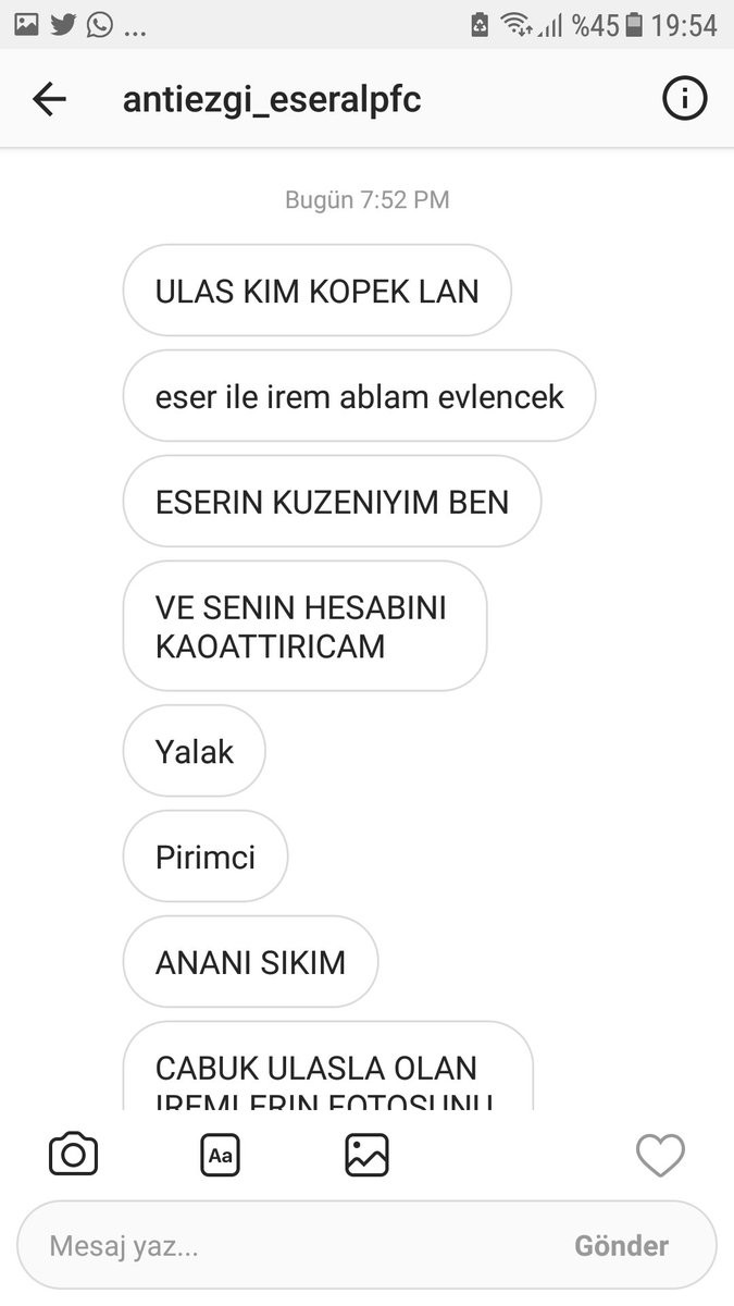 orhaninguzeli's tweet photo. ARKADAŞLAR İG HESABI OLAN SPAM ATABILIR MI? BENIM ADIMA KARALAYICI SEYLER YAZIYOR VE ULASA KUFUR EDIYOR KATLIAM CIKARICAM SIMDI!!!! https://t.co/vCwNie0qRz