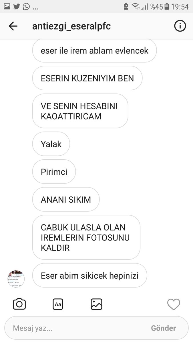 orhaninguzeli's tweet photo. ARKADAŞLAR İG HESABI OLAN SPAM ATABILIR MI? BENIM ADIMA KARALAYICI SEYLER YAZIYOR VE ULASA KUFUR EDIYOR KATLIAM CIKARICAM SIMDI!!!! https://t.co/vCwNie0qRz