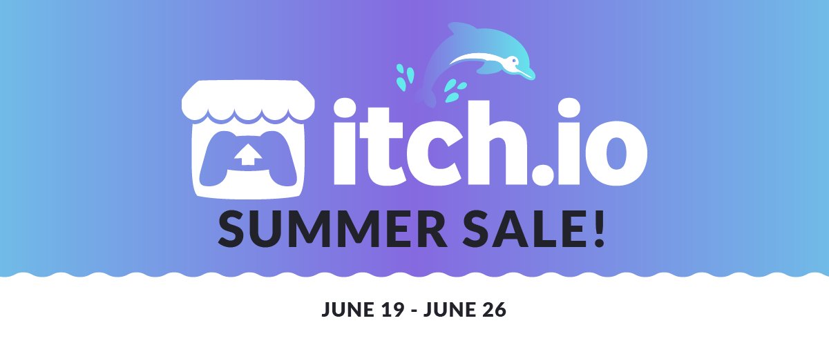 itchio's tweet photo. Worried you won't have enough to do this summer? We're happy to announce the https://t.co/VrknuMinwO Summer Sale! There are sitewide discounts on hundreds of games, books, and tools. Check out the discounts now! #itchsummersale https://t.co/1cisly86ir https://t.co/rJAPLekXsS
