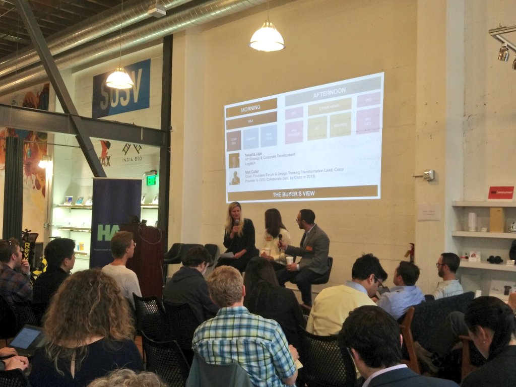 hax_co's tweet photo. "Get to know the business units and Corp dev people 2 years ahead of a deal" says @Cisco's Matt Cutler @hax_co #exitmaster https://t.co/tG2l4UFyLP