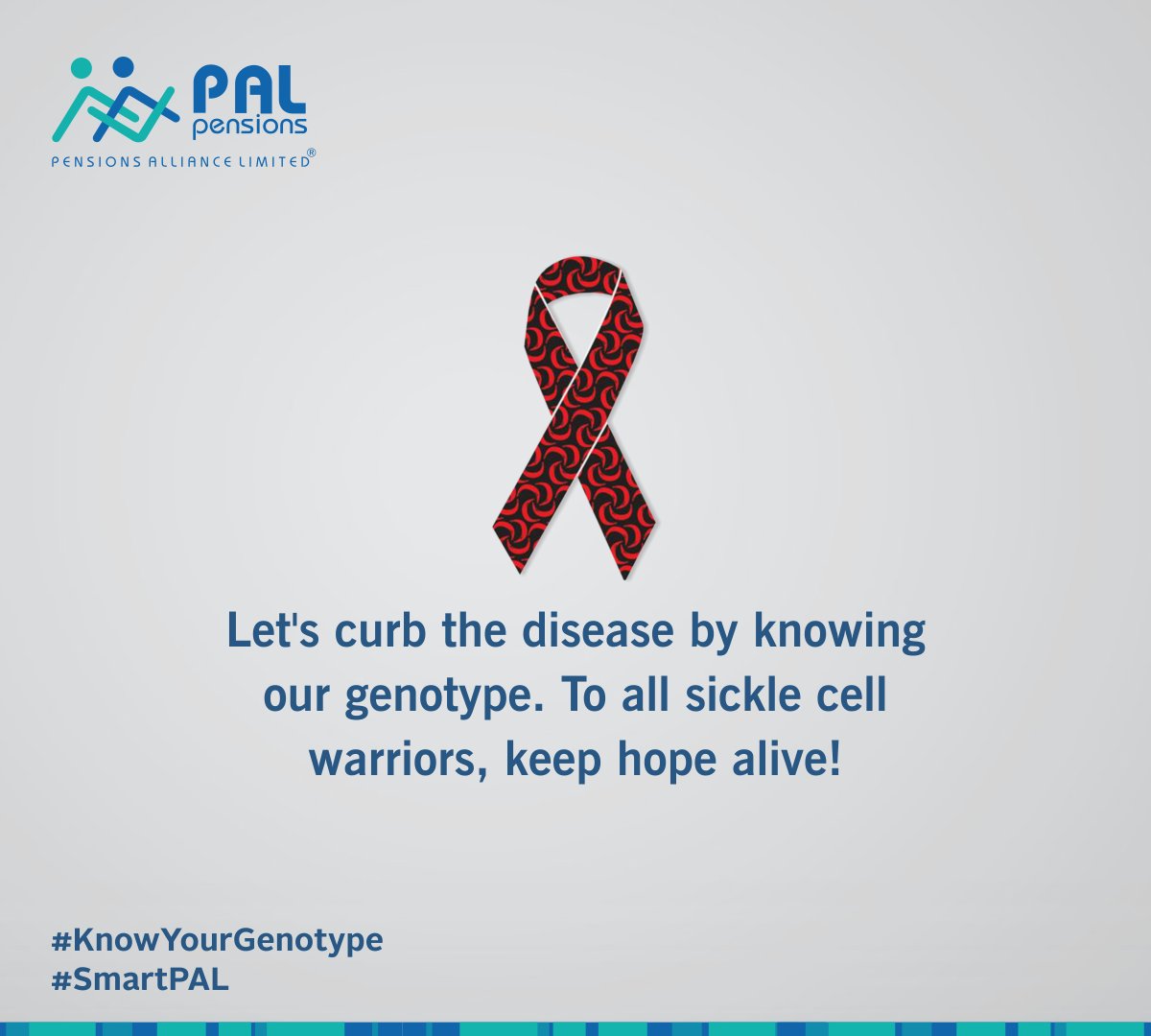 PALPensions's tweet photo. Today is #WorldSickleCellDay2018, established by the United Nations in 2008 to increase sickle cell awareness. Let's curb the disease by knowing our genotype. To all sickle cell warriors, keep hope alive! #KnowYourGenotype 
#SmartPAL https://t.co/fK6tlogA9e