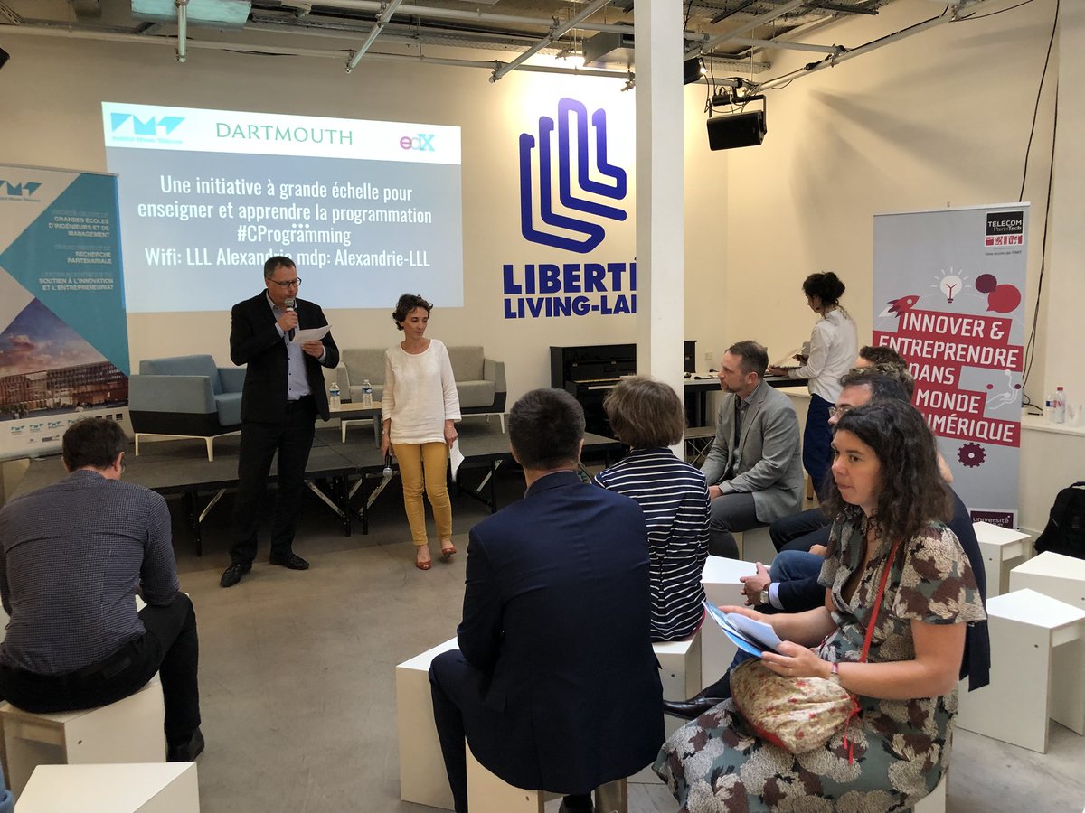 marionbros's tweet photo. Thrilled to attend the launch event of our first joint #ProfCert on edX in #CProgramming with #Linux https://t.co/WjC5rIxWaL @IMTFrance @dartmouth @edXOnline Congratulations to our 2 partners! https://t.co/U7NVztvKDL