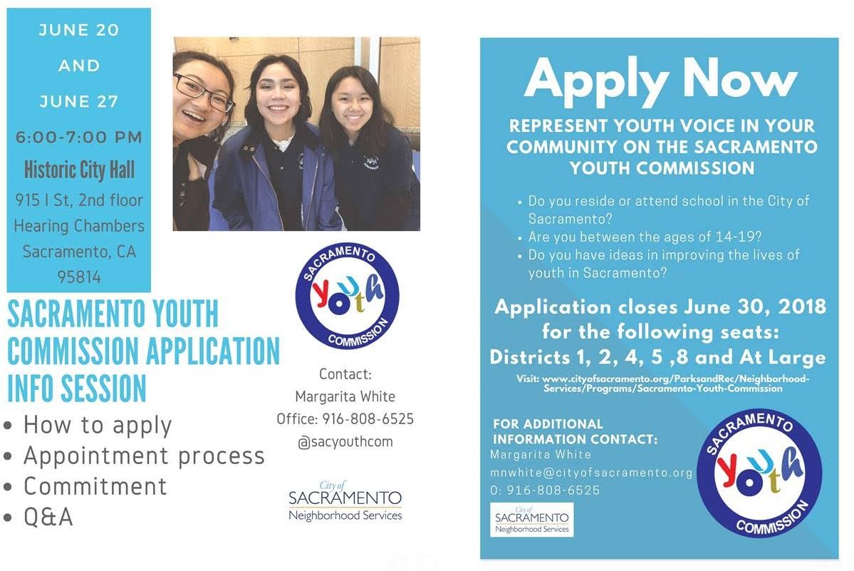LandParkCA's tweet photo. Are you between the ages of 14-19 &amp; reside or attend school in Sac? Do you have ideas to improve the lives of youth in Sac? Apply for a spot on the @SacYouthCom! The application deadline is 6/30 for those in Districts 1, 2, 4, 5, 8, and At Large. https://t.co/WeSDvyNUNe https://t.co/azYZQYtliL