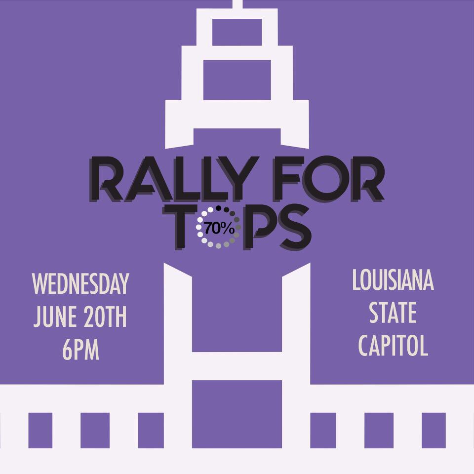 LSU_SG's tweet photo. Rally for TOPS & Higher Ed
📍 Louisiana State Capitol Building
🕰 6pm
Come stand with us in the fight to #SaveTOPS https://t.co/zioEBMCJRy