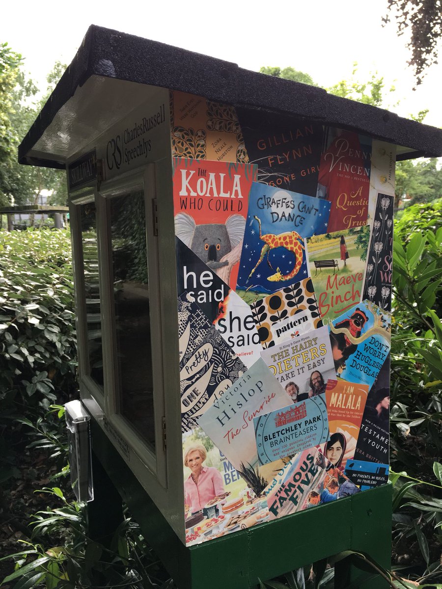 CRbeckylawton's tweet photo. Huge thanks to @HachetteUK for supporting our Guildford #littlefreelibrary project by kindly providing the book covers used to decorate it and also a generous donation of new books to stock it! It was opened by the lovely #hachette author @adeleparks yesterday #communitybookswap https://t.co/BqZ3xWHV23