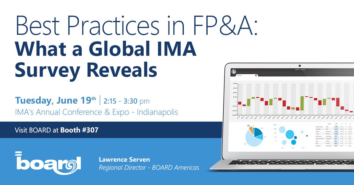 BOARD_USA's tweet photo. Attention #IMA18ACE Attendees- You do not want to miss this!  Hear from Lawrence Serven as he reveals FP&amp;A Best Practices from the Global IMA Survey! https://t.co/RrCOkPvIzD
