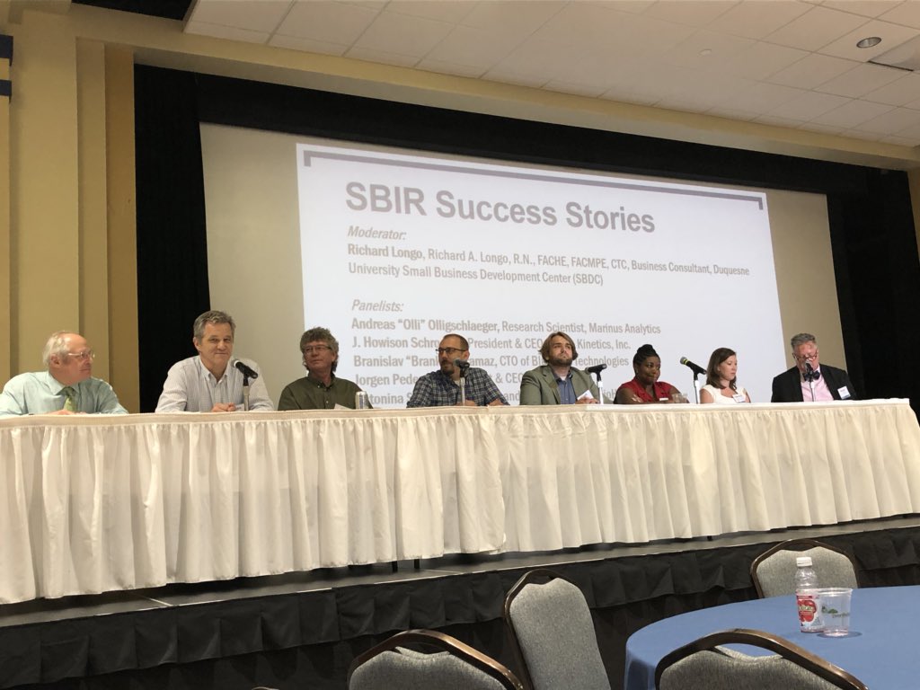 Terrific entrepreneurial panel on <a href="/sbirgov/">America's Seed Fund</a> featuring PIT startups: <a href="/re2robotics/">RE2 Robotics</a> <a href="/AbiliLife/">AbiliLife Inc.</a> <a href="/BlueBeltTech/">BlueBeltTechnologies</a> @InterPhaseMat <a href="/bioconjugates/">BioHybrid Solutions</a> Neurokinetics &amp; Marinus Analytics!