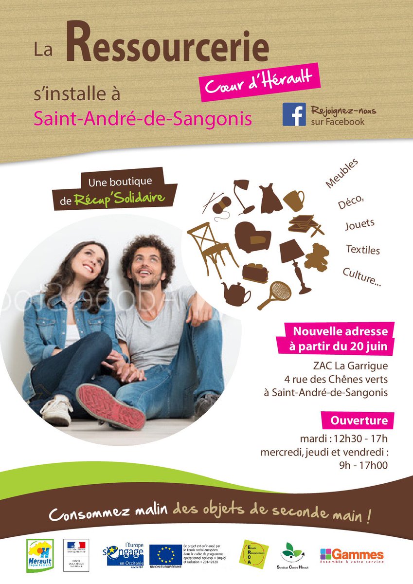 pelissierjulie1's tweet photo. Dès demain, venez nombreux découvrir notre #Ressourcerie à Saint André de Sangonis #AssociationGammes #Montpellier https://t.co/VaNSFA2jaZ