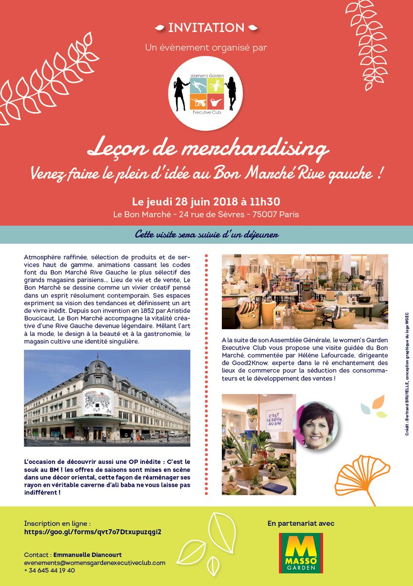 Leçon de merchandising au Bon Marché le 28 juin 2018 avec le WGEC et une visite guidée du Bon Marché, commentée par Hélène Lafourcade, dirigeante de Good2Know, experte dans le ré enchantement des lieux de commerce ! INSCRIVEZ-VOUS ICI goo.gl/forms/qvt7o7Dt…