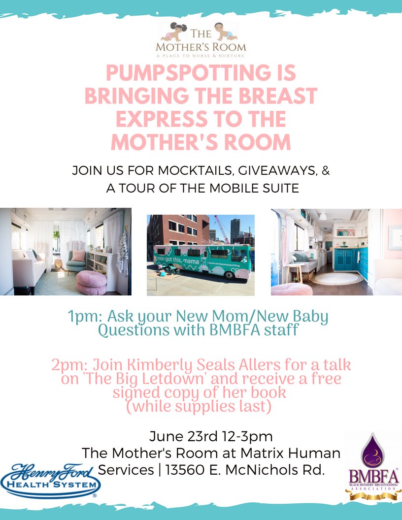 matrix_detroit's tweet photo. Coming to THE MOTHER's ROOM at #TheMatrixCenter in #Detroit!!! Join us at the @pumpspotting #BreastExpress, a 40-ft Pumping Suite for mocktails, info & giveaways. SAT June 23 Noon- 3p on E.McNichols @BMBFA @WINNDetroit @DrKhaldun @DetHealth #DetroitLove #DetroitFam https://t.co/HmSh6Vyitw