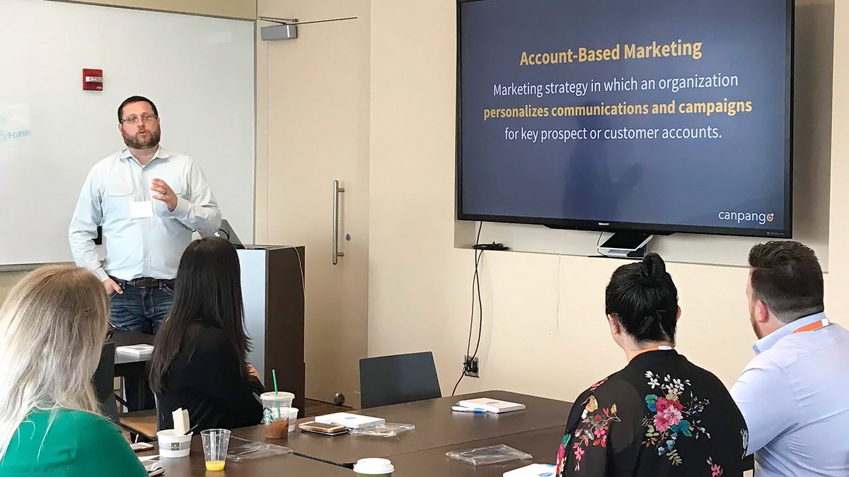 Matt is kicking #accountbasedmarketing chatter into high gear at our #ABM workshop in #chicago today. #B2B #personalization #targetmarkets #tailoredmessaging #omnichannel #leadmanagement #conversion #ROI