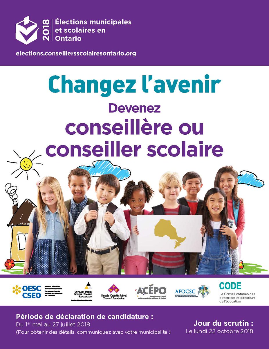 Changez l’avenir. Devenez conseiller(ère) scolaire.
<a href="/AFOCSC/">AFOCSC</a> @ACEPOntario <a href="/EcolesCathoON/">ÉcolesCatholiques ON</a> <a href="/CatholicEdu/">OCSTA</a> <a href="/OPSBA/">OPSBA</a> 
elections.ontarioschooltrustees.org/default.aspx?l…