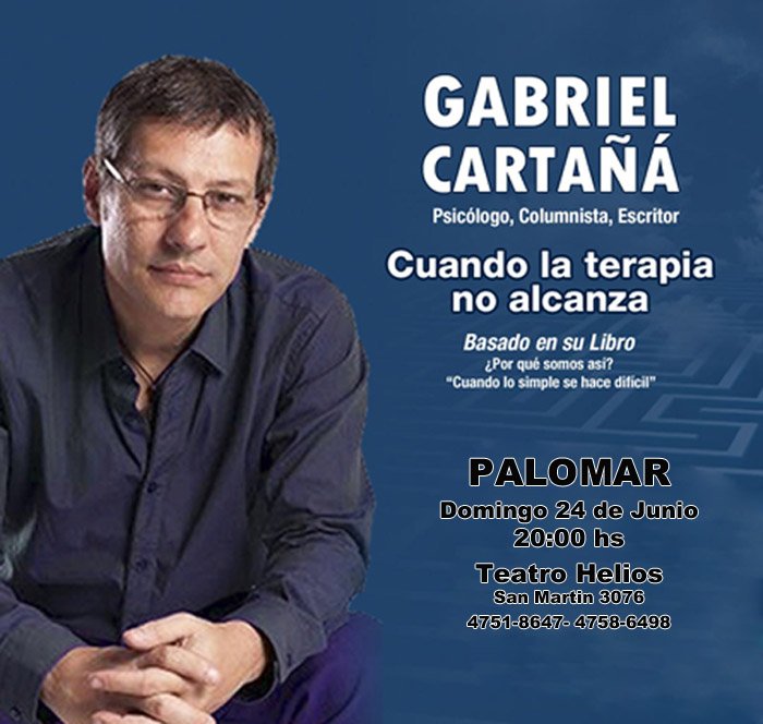 PALOMAR
Domingo 24 de Junio - 20:00 hs
Teatro Helios (San Martin 3076)
4751-8647- 4758-6498
<a href="/OjosQueNoVen_ok/">Ojos que no ven</a> <a href="/GabrielCartana/">Lic. Gabriel cartaña</a> <a href="/AndreaPolitti/">Andrea Politti</a> <a href="/veronicabassus/">Veronica Bassus</a> #OjosQueNoVen #gabrielcartaña #autoayuda #terapia #Bienestar <a href="/teatrohelios/">Cine Teatro Helios</a>