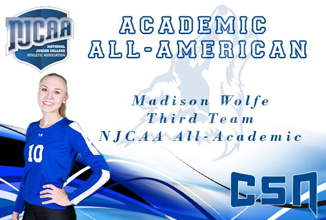 CSN_Vball's tweet image. Congrats to Madison Wolfe in receiving NJCAA Academic Student Athlete Award! 🐺📚
#StudentAthletes #WorkHardStudyHard @NJCAA @CSNCoyote @maddy_moo99