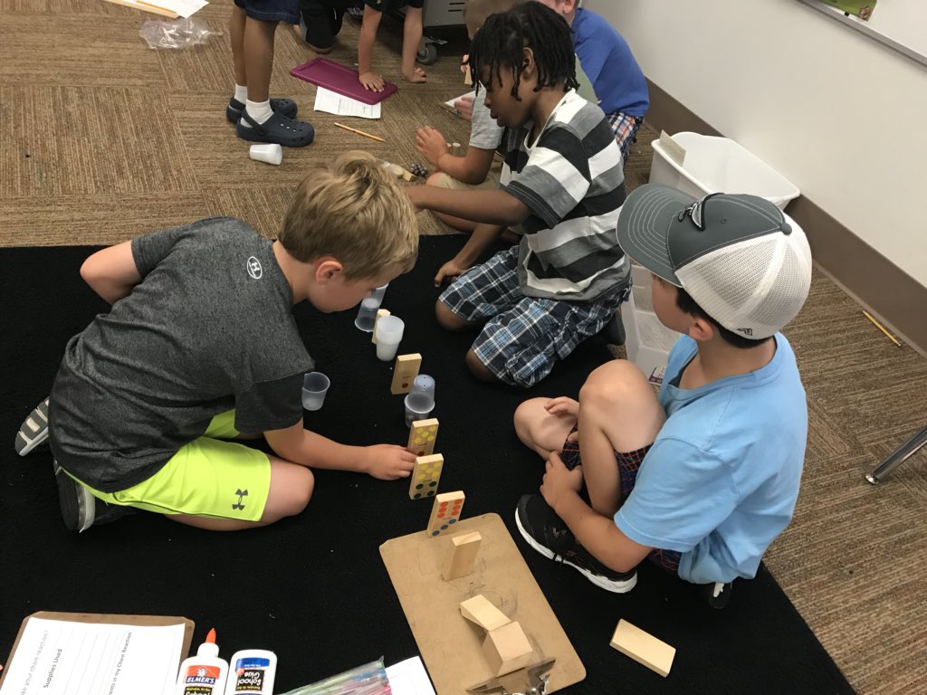 Mrs_Hoglund's tweet photo. Making chain reactions out of common classroom materials. Their creativity amazes me! #SJSDProud #creativityatwork #InnovatorsMindset #oggrizzlies #ellisonrocks https://t.co/HJnJwJZ3Pl