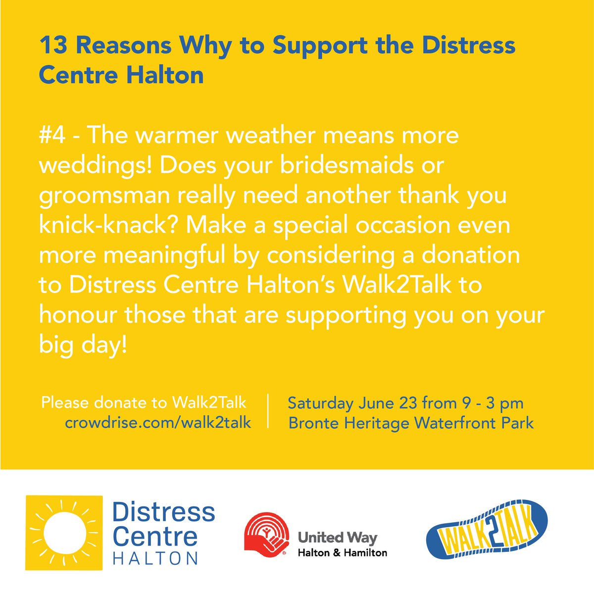DCOakville's tweet photo. Register for our Annual #Walk2Talk fundraising event on June 23rd at Bronte Heritage Waterfront Park in @townofoakville. This event includes a 5KM walk along the waterfront followed by #family FUN.  For more details visit  https://t.co/K7ktaxvtrF https://t.co/hvoHLqf7qG