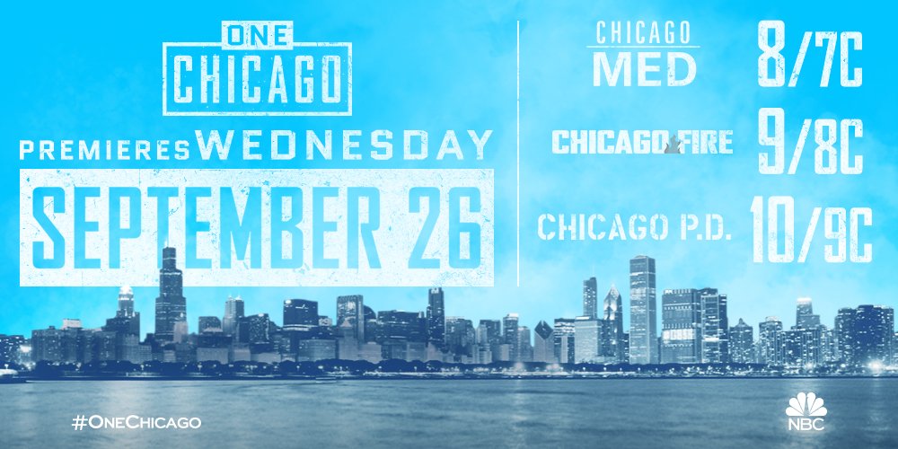 NBCChicagoMed's tweet image. Wednesdays belong to #OneChicago. 🙌 See you September 26 on @NBC!