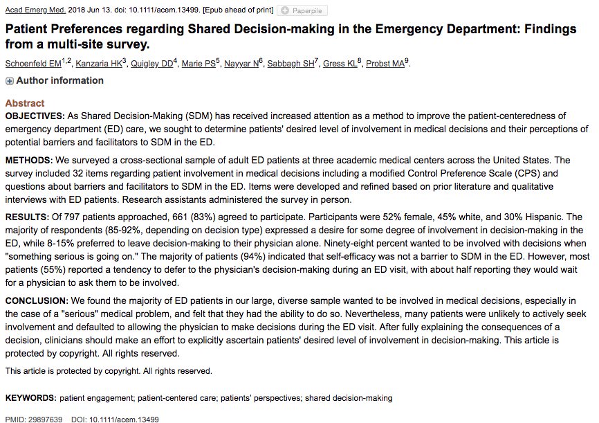 Patients want to be involved in emergency medical decisions. onlinelibrary.wiley.com/doi/abs/10.111… Nice work .@emschoenfeld @hkanzaria @probstMD