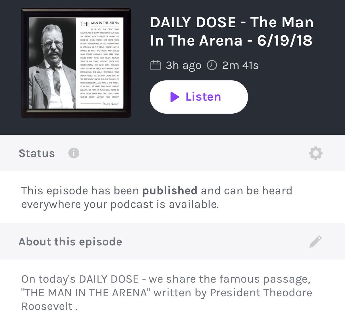 digyourdream's tweet photo. Tune in to today’s #DigYourDream #DailyDose - Where we share and discuss the famous passage “The Man In The Arena” from President Theodore Roosevelt - #LiveDreamBe #Digmi https://t.co/LfNM7o1U7Z