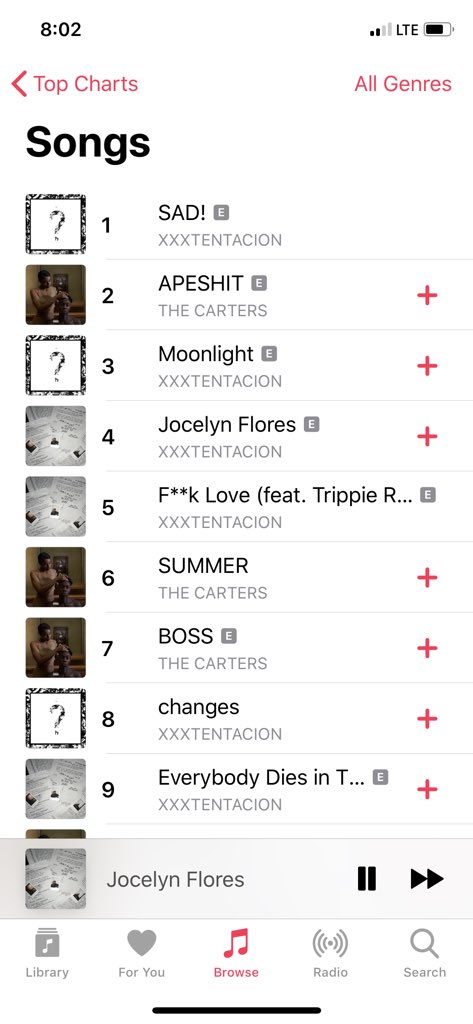 D3athsShadow's tweet image. Love seeing all of this XXXTENTACION on Apple Music top charts. Rip XXX you were so young and didn’t deserve to leave this earth so soon. We love you 💔😞