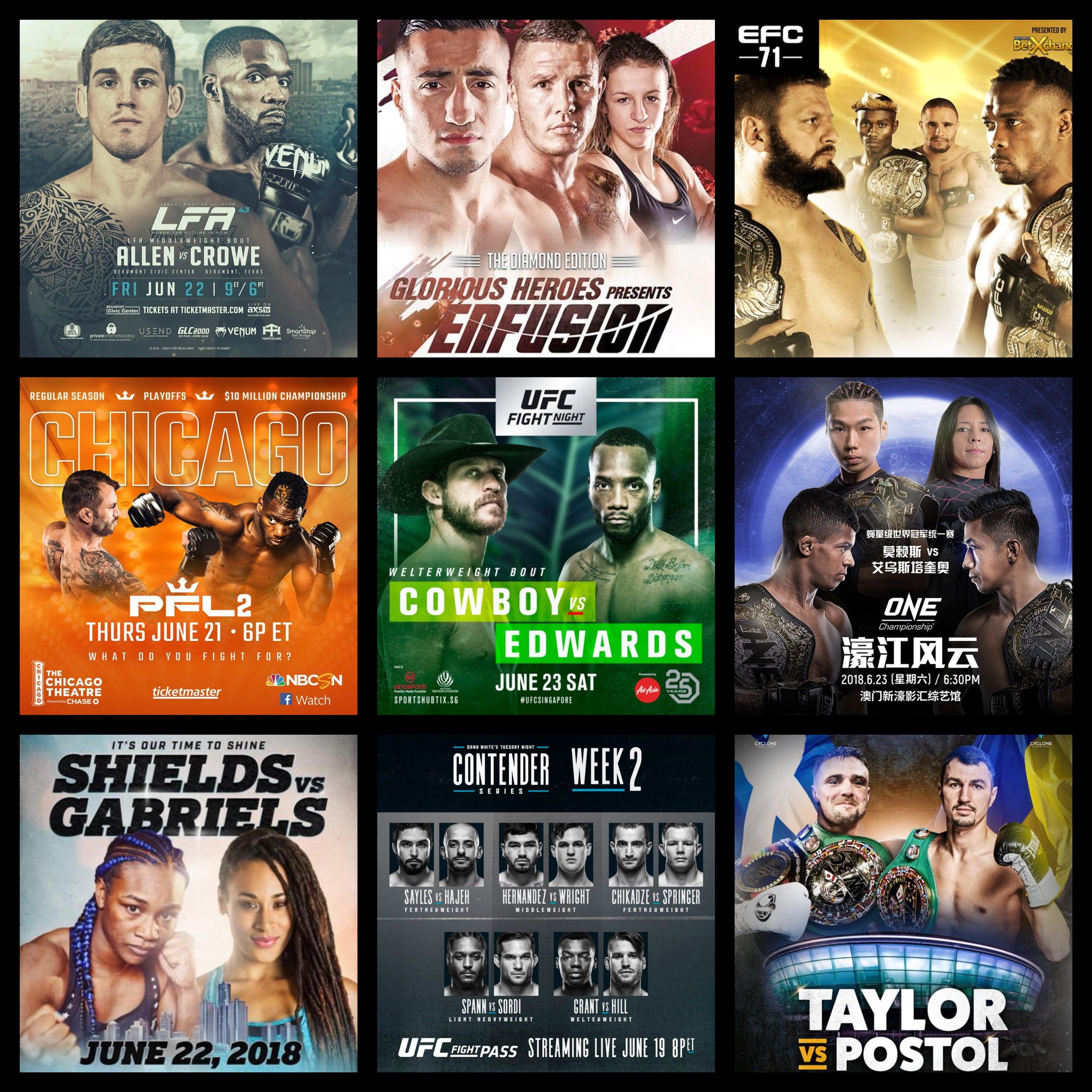 caposa on Twitter "Live Combat Sport Schedule 6/19 6/24 Full