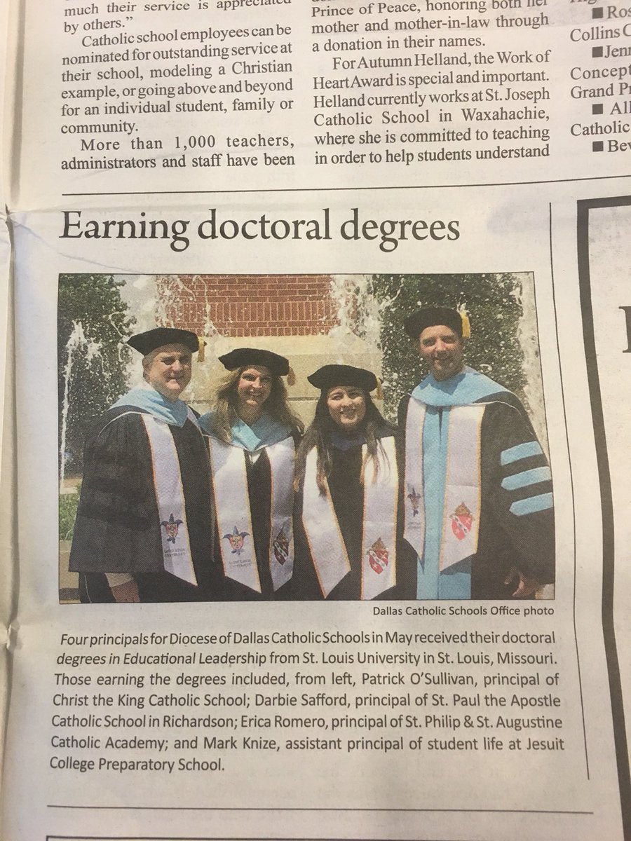 James_JohnT's tweet photo. #SLU graduates who were featured in the #texascatholic herald presented today at the Gateway Academy. #SLU_SOE #SLU_IfCE Excellent job Mark, Patrick, Erica, and Darbie!!! https://t.co/SgJDn68Z0w