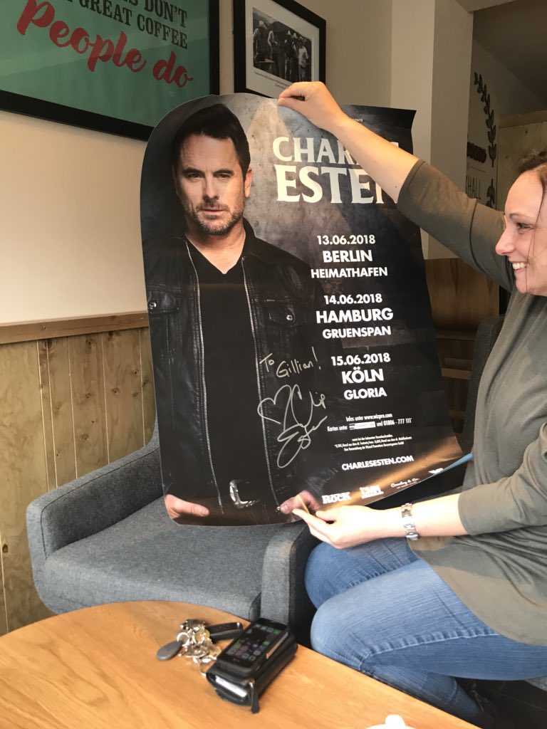 judemcdonald02's tweet photo. 🎸🎶🎹 One very very happy Chip Esten fan!!
@Gill34051470 who couldn’t be at the phenomenal #chipingermany tour, says a HUGE Thankyou to the very sweet @CharlesEsten for signing this poster for her, she’s still gazing into your eyes 8 hours later....... https://t.co/8fsw2USITr