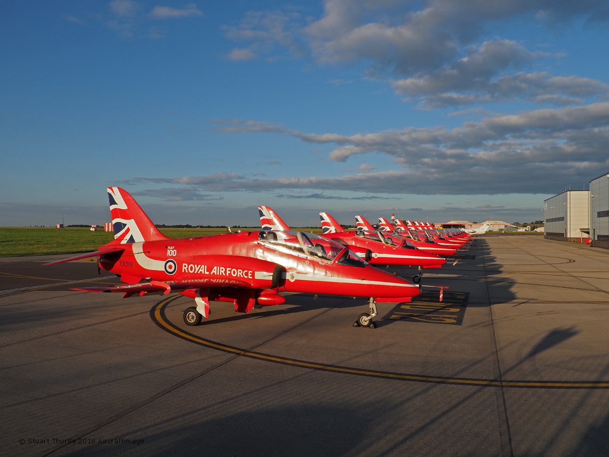 stunt109's tweet photo. The Red Arrows parked up in the late evening Sun at NWI @rafredarrows @SaxonAir @NorwichAirport @simplyplanes @OlympusUK @getolympus https://t.co/YFqUKByw8D