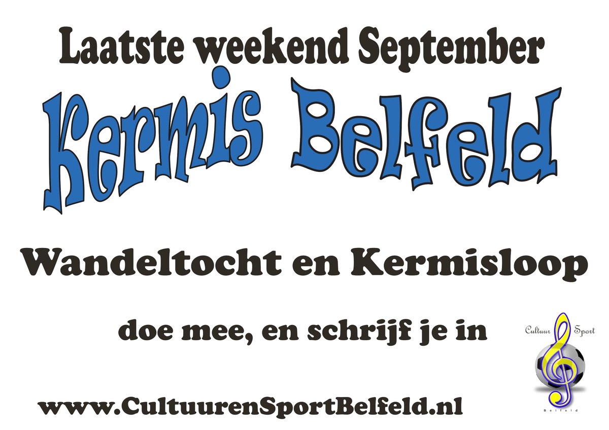 De nieuwe lay-out voor de reclamezeilen is gereed. Binnenkort te bewonderen op de bekende locaties binnen en buiten Belfeld. Inschrijven Fysio Fitness Belfeld Kermisloop ga naar cultuurensportbelfeld.nl/?page_id=2836