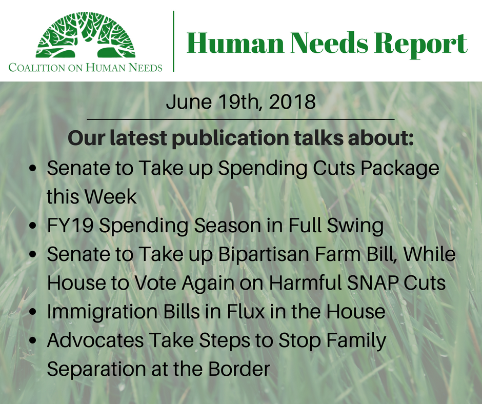 Voice4HumanNeed's tweet photo. A 👍#Farmbill in the Senate, harmful #SNAP cuts in the House, two 👎 #Immigration bills in the House, and everything in between. Read about these recent policy developments here ➡️ https://t.co/UikiyeuXOA #HumanNeedsReport #poverty #policy #FamilySeparation #AppropriationsBill https://t.co/CHhNl7MfMf