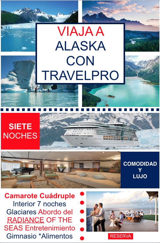 TRAVELPROIRAPUA's tweet photo. Planea y vive la experiencia de un crucero por Alaska. Descubre la última frontera de glaciares y montañas nevadas con TravelPro. Disfruta de un viaje inolvidable. ¡Reserva ya aquí!  https://t.co/FVBmNIP34U 

#TravelPro #AmoViajar #ViveTuViaje #DescubreElMundoConTravelPro https://t.co/hy01WvqTrY