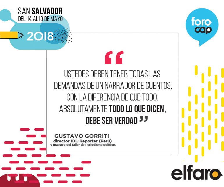 foroCAP's tweet photo. ¿Cómo conseguir aterrizar complejos procesos políticos en productos periodísticos? Te compartimos algunas de las recomendaciones que dio en el taller de "Periodismo político" del #ForoCAP2018,el director de IDL-Reporteros, Gustavo Gorriti. https://t.co/aL9zzNYCmt